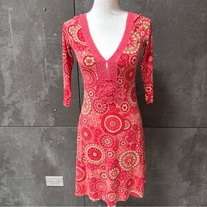 Vintage Y2K Moda International Women floral Dress  size S  lace Embroidered